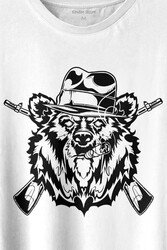 Gangster Style Bear Smoke Gung Tüfekli Ayı Baskılı Tişört Unisex T-shirt - Thumbnail