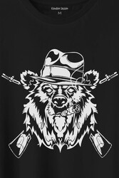 Gangster Style Bear Smoke Gung Tüfekli Ayı Baskılı Tişört Unisex T-Shirt - Thumbnail