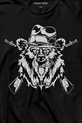 Gangster Style Bear Smoke Gung Tüfekli Ayı Uzun Kollu Tişört Baskılı T-Shirt - Thumbnail