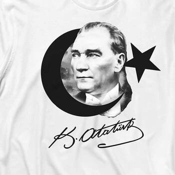 Gazi Mustafa Kemal Atatürk Ürk Bayrağı Uzun Kollu Tişört Baskılı T-Shirt