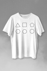 Geometri Çokgenler Üçgen Beşgen Altıgen Sekizgen Baskılı Tişört Unisex T-shirt - Thumbnail