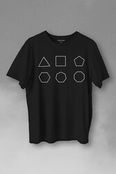 Geometri Çokgenler Üçgen Beşgen Altıgen Sekizgen Baskılı Tişört Unisex T-Shirt - Thumbnail