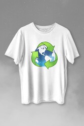 Geri Dönüşüm Temiz Yeşil Çevre Duyarlılığı Baskılı Tişört Unisex T-shirt - Thumbnail