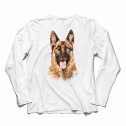 German Shepherd Alman Kurdu Polıce Dog Uzun Kollu Tişört Baskılı T-Shirt - Thumbnail