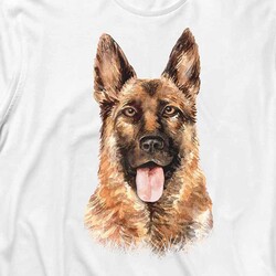 German Shepherd Alman Kurdu Polıce Dog Uzun Kollu Tişört Baskılı T-Shirt - Thumbnail