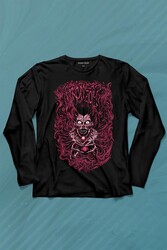 Girl Skull Kız Kadın Yaratık Vampir Uzun Kollu Tişört Baskılı T-Shirt - Thumbnail