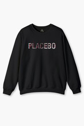 Glitch Placebo Music Molko Rock Müzik Baskılı Sweat Siyah Sweatshirt - Thumbnail