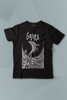 Gojira Balıklar Köpek Balığı Metal Music Rock Baskılı Çocuk Tişört Kısa Kollu