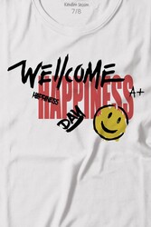 Good Vibe Happines Mutlu Smile Eğlenceli Baskılı Tişört Çocuk T-shirt - Thumbnail