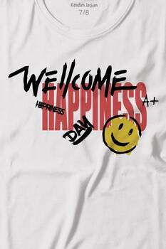 Good Vibe Happines Mutlu Smile Eğlenceli Baskılı Tişört Çocuk T-shirt