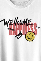 Good Vibe Happines Mutlu Smile Eğlenceli Baskılı Tişört Unisex T-shirt - Thumbnail