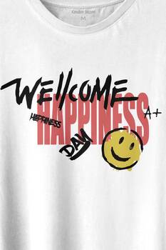 Good Vibe Happines Mutlu Smile Eğlenceli Baskılı Tişört Unisex T-shirt