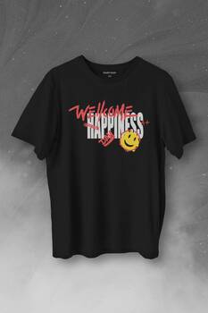 Good Vibe Happines Mutlu Smile Eğlenceli Baskılı Tişört Unisex T-Shirt