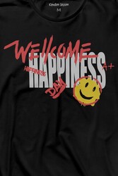 Good Vibe Happines Mutlu Smile Eğlenceli Uzun Kollu Tişört Baskılı T-Shirt - Thumbnail