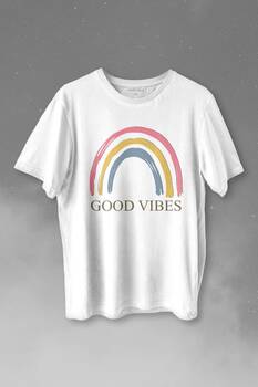 Good Vibes Gökkuşağı Rainbow Cisniyet Eşitlik Özgürlüğü Baskılı Tişört Unisex T-shirt