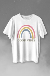 Good Vibes Gökkuşağı Rainbow Cisniyet Eşitlik Özgürlüğü Baskılı Tişört Unisex T-shirt - Thumbnail