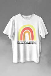 Good Vibes Gökkuşağı Rainbow Cisniyet Eşitlik Özgürlüğü Baskılı Tişört Unisex T-shirt - Thumbnail