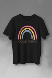 Good Vibes Gökkuşağı Rainbow Cisniyet Eşitlik Özgürlüğü Baskılı Tişört Unisex T-Shirt - Thumbnail