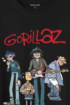 Gorillaz 2D Rock Band Blur Damon Albarn Feel Good Baskılı Tişört Unisex T-Shirt