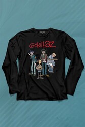 Gorillaz 2D Rock Band Blur Damon Albarn Feel Good Uzun Kollu Tişört Baskılı T-Shirt - Thumbnail