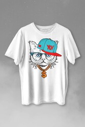 Gözlüklü Kedi Cat Glasses Yo Momy Dolar Baskılı Tişört Unisex T-shirt - Thumbnail