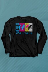 Grafiker Cmyk Savaşçısı Warrior Tasarımcı Uzun Kollu Tişört Baskılı T-Shirt - Thumbnail