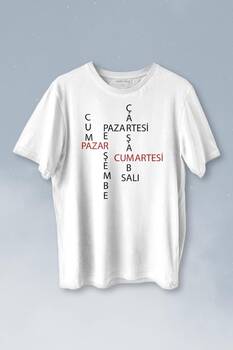 Günler Minimal Yazılı Baskılı Tişört Unisex T-shirt