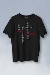 Günler Minimal Yazılı Baskılı Tişört Unisex T-Shirt - Thumbnail