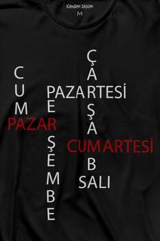 Günler Minimal Yazılı Uzun Kollu Tişört Baskılı T-Shirt