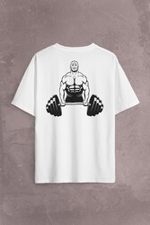 Gym Fitness Halter Sporcu Vücut Bodybulding Sırt Ön Baskılı Oversize Tişört Unisex T-Shirt - Thumbnail