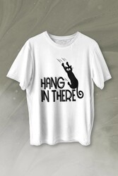 Han In There Tırmalayan Kedi Asla Pes Etme Baskılı Tişört Unisex T-shirt - Thumbnail