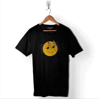 Happy And You Knuw It Müzik Nota Gülen Yüz Baskılı Tişört Unisex T-Shirt