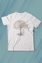 Hayat Ağacındaki Kırmızı Salıncak Kuru Ağaç Baskılı Tişört Çocuk T-shirt - Thumbnail