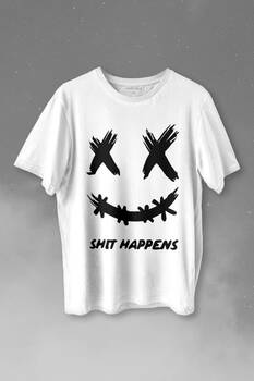 Hip Hop Marshmello Music Shit Happens Baskılı Tişört Unisex T-shirt