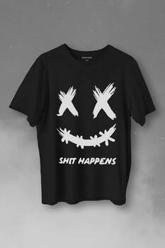 Hip Hop Marshmello Music Shit Happens Baskılı Tişört Unisex T-Shirt