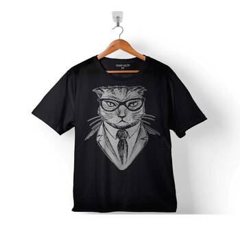 HIPSTER CAT HİPSTIR KEDİ WITH GLASSES GÖZLÜK 4 ÇOCUK TİŞÖRT