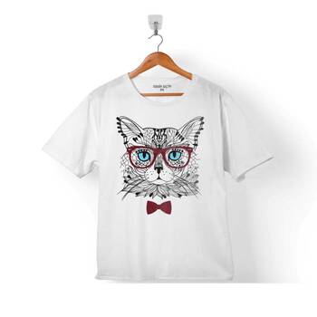 HIPSTER CAT HİPSTIR KEDİ WITH GLASSES GÖZLÜK ÇOCUK TİŞÖRT