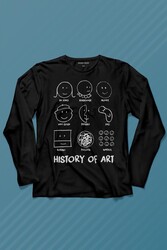 History Of Art Monet Dali Da Vinci Uzun Kollu Tişört Baskılı T-Shirt - Thumbnail