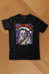 Horror Minimal Funny Kara Komik Korku Urban Baskılı Tişört Çocuk T-shirt - Thumbnail