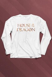 House Of The Dragon Logo Targaryen Uzun Kollu Tişört Baskılı T-Shirt - Thumbnail