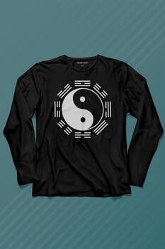 Hyuga Clan Symbol Characters Ying Yang Naruto Uzun Kollu Tişört Baskılı T-Shirt