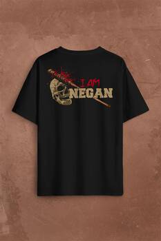 I Am Negan The Walking Dead Yürüyen Ölüler Sırt Ön Baskılı Oversize Tişört Unisex T-Shirt