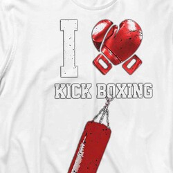 I Love Kick Boxing Boks Eldiveni Uzun Kollu Tişört Baskılı T-Shirt - Thumbnail