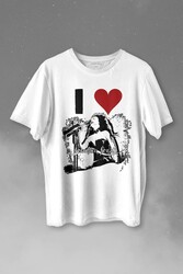 I Love Şebnem Ferah Seviyorum Silüet Baskı Baskılı Tişört Unisex T-shirt - Thumbnail