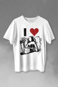 I Love Şebnem Ferah Seviyorum Silüet Baskı Baskılı Tişört Unisex T-shirt