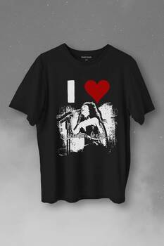 I Love Şebnem Ferah Seviyorum Silüet Baskı Baskılı Tişört Unisex T-Shirt