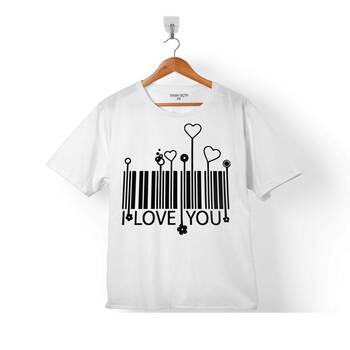 I LOVE YOU KALP BARKOD BARCODE ÇOCUK TİŞÖRT