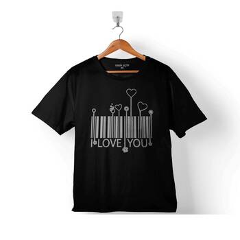 I LOVE YOU KALP BARKOD BARCODE ÇOCUK TİŞÖRT