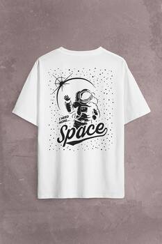 I Need More Space Uzay Cosmos Astronot Galaksi Sırt Ön Baskılı Oversize Tişört Unisex T-Shirt