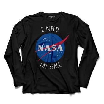 I NEED SPACE NASA UZAY COSMOS UZUN KOLLU TİŞÖRT